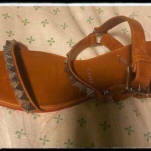 Christian Louboutin Tan Sandals with Silver Details